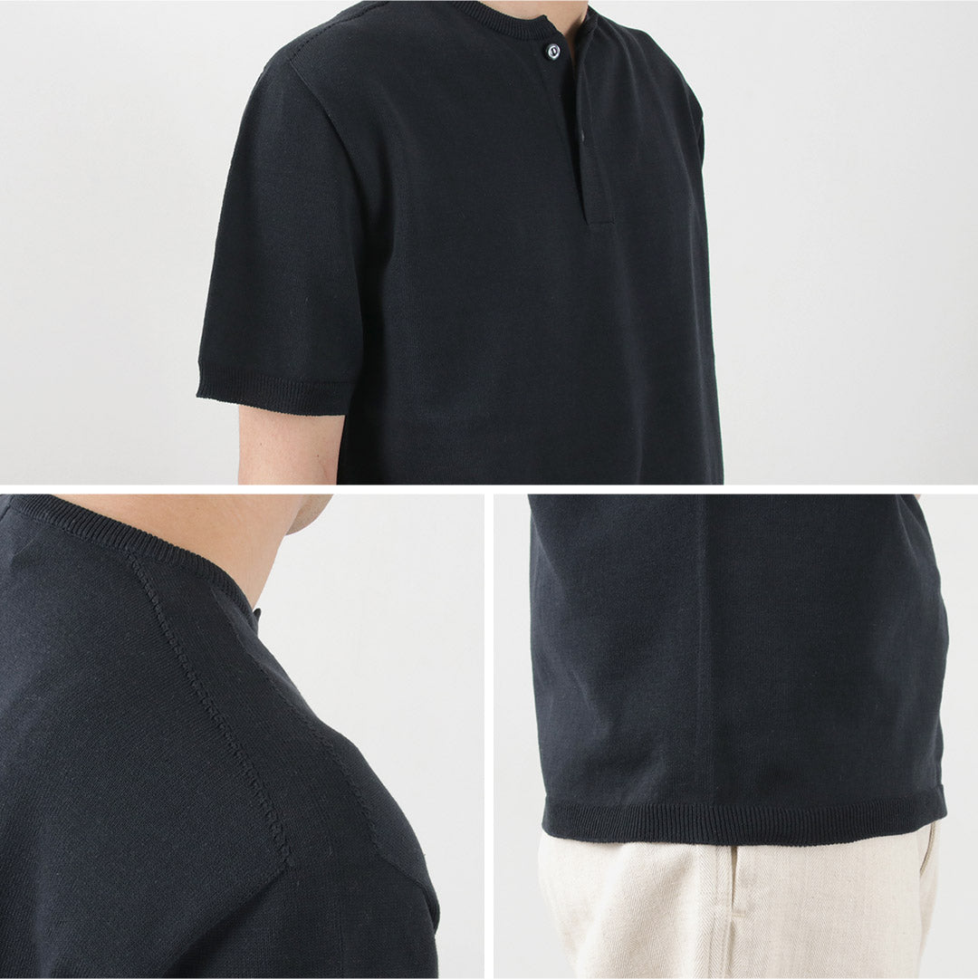 Soglia / Cotton Fitted Seamless Henry Neck Knit Tee