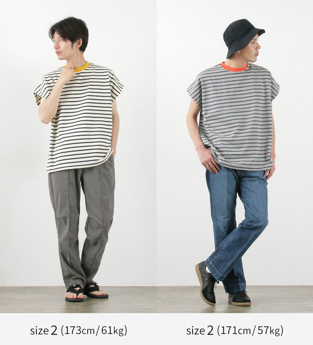 SOGLIA / Open End French Sleeve T-Shirt Striped