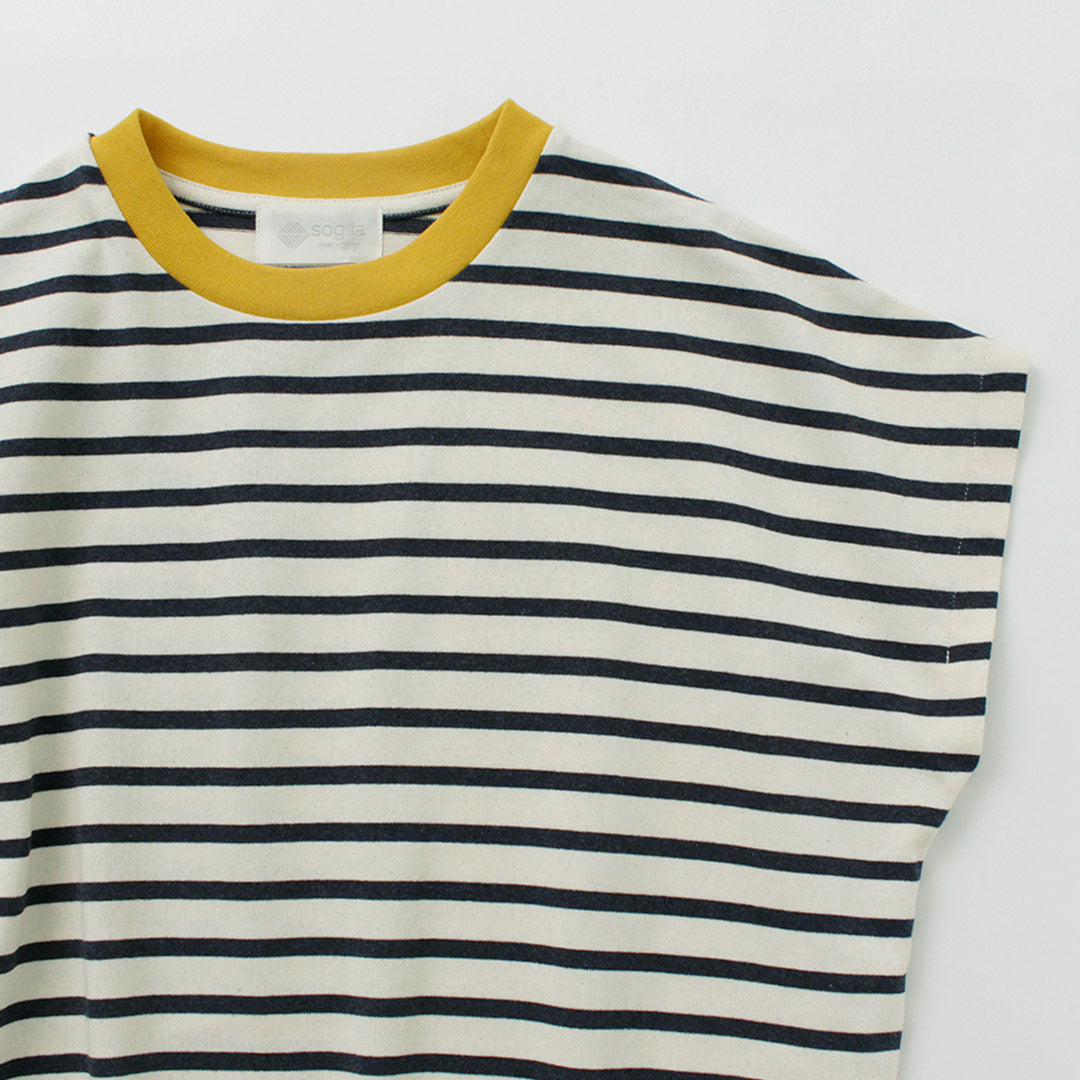 SOGLIA / Open End French Sleeve T-Shirt Striped