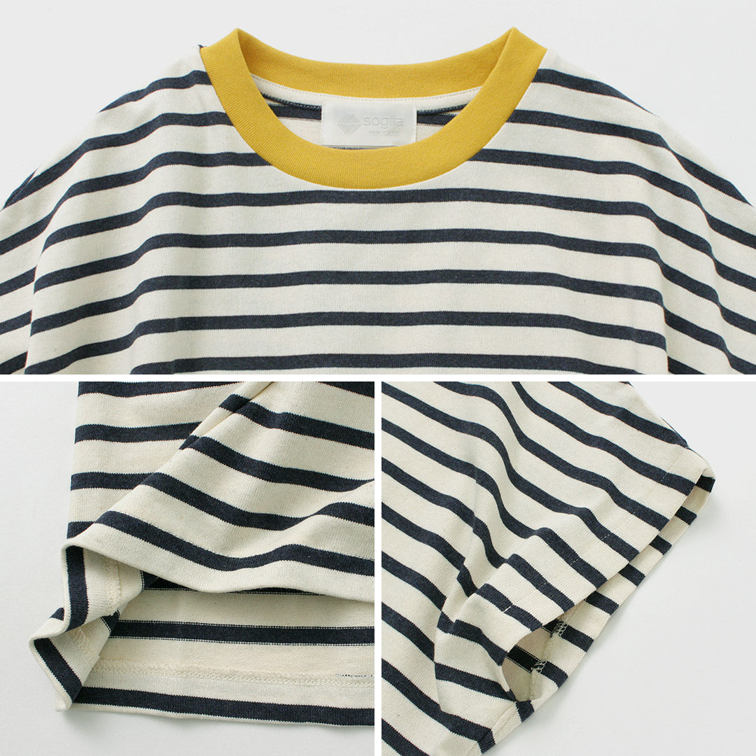 SOGLIA / Open End French Sleeve T-Shirt Striped