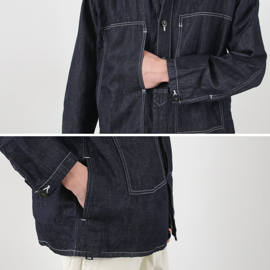 Japon Blue Jeans / Cotton Linen Denim Faux Army Pullover Veste