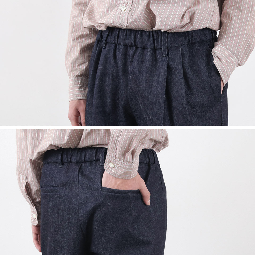 FLISTFIA / Denim Wide Tuck Trousers