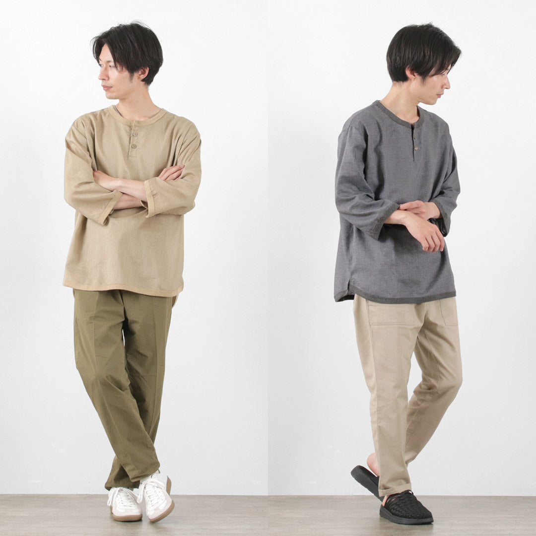 RE MADE IN TOKYO JAPAN / Linen Canvas Henry Neck T-Shirt