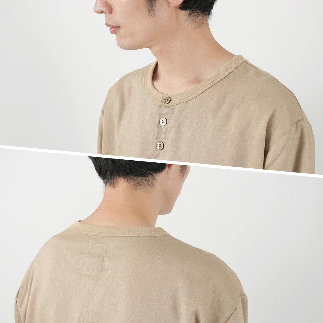 RE MADE IN TOKYO JAPAN / Linen Canvas Henry Neck T-Shirt