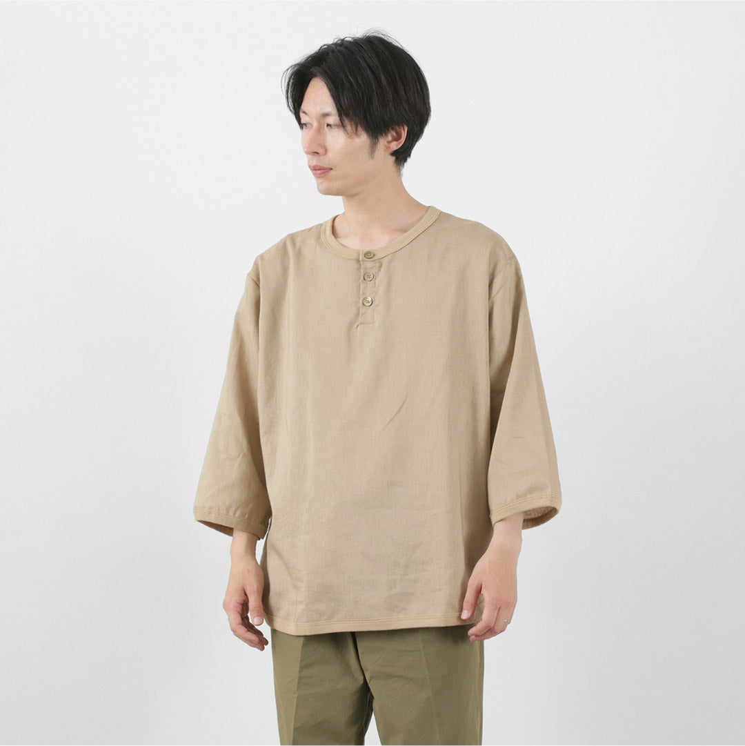 RE MADE IN TOKYO JAPAN / Linen Canvas Henry Neck T-Shirt