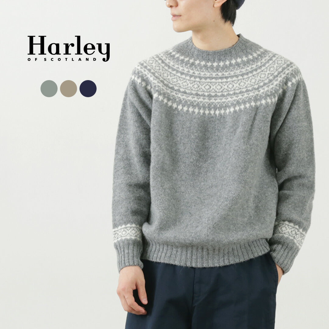 HARLEY OF SCOTLAND / Fair Isle Crew Neck Sweater