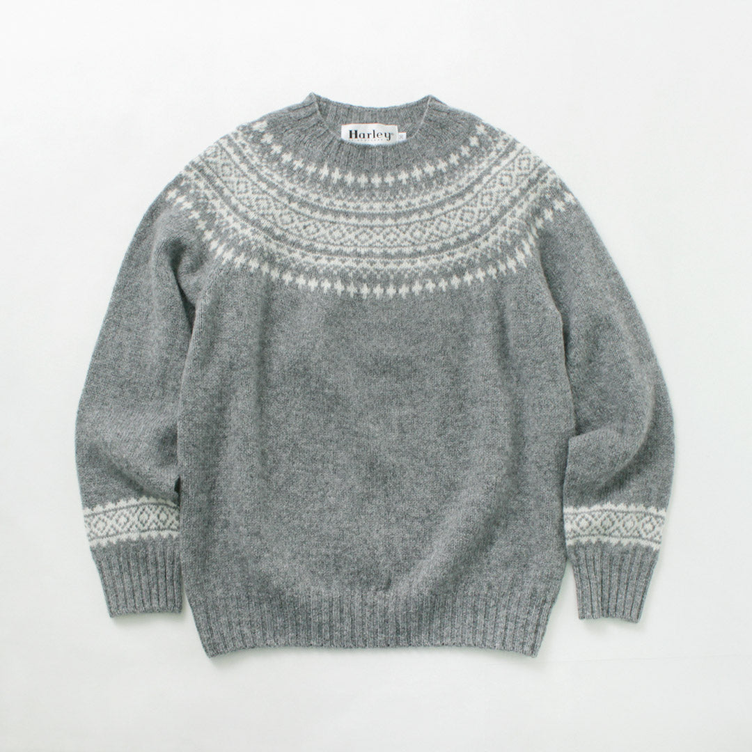 HARLEY OF SCOTLAND / Fair Isle Crew Neck Sweater