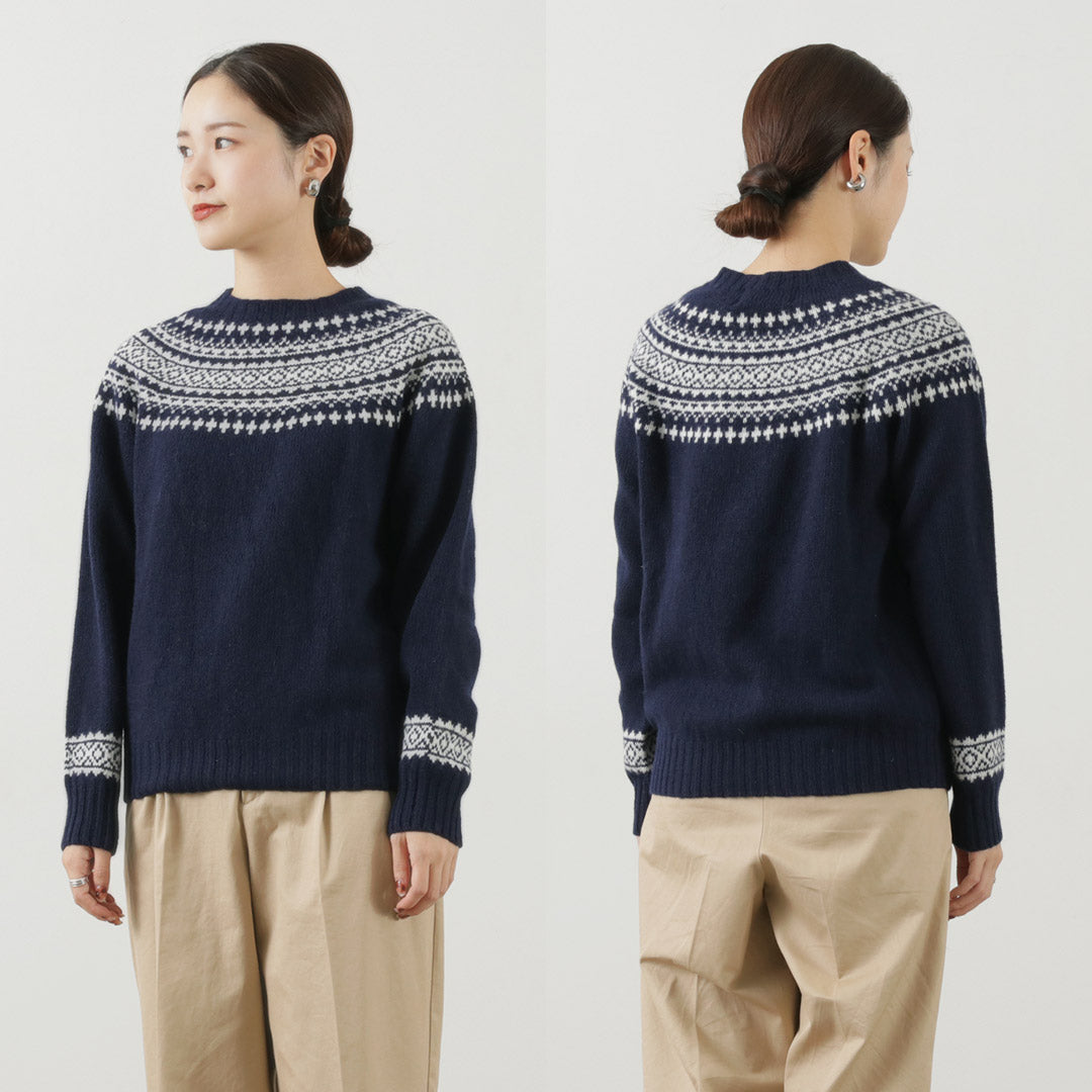 HARLEY OF SCOTLAND / Fair Isle Crew Neck Sweater