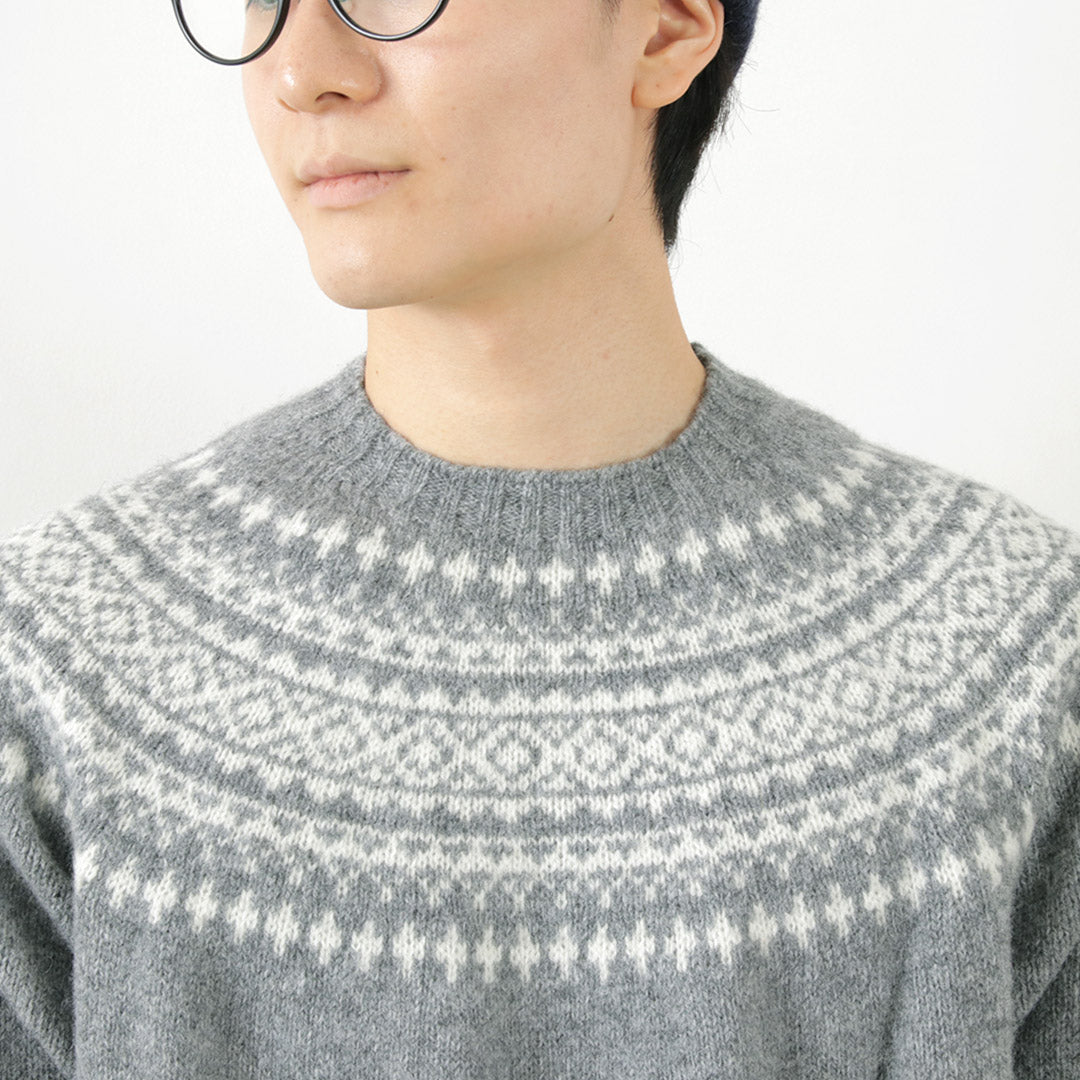 HARLEY OF SCOTLAND / Fair Isle Crew Neck Sweater