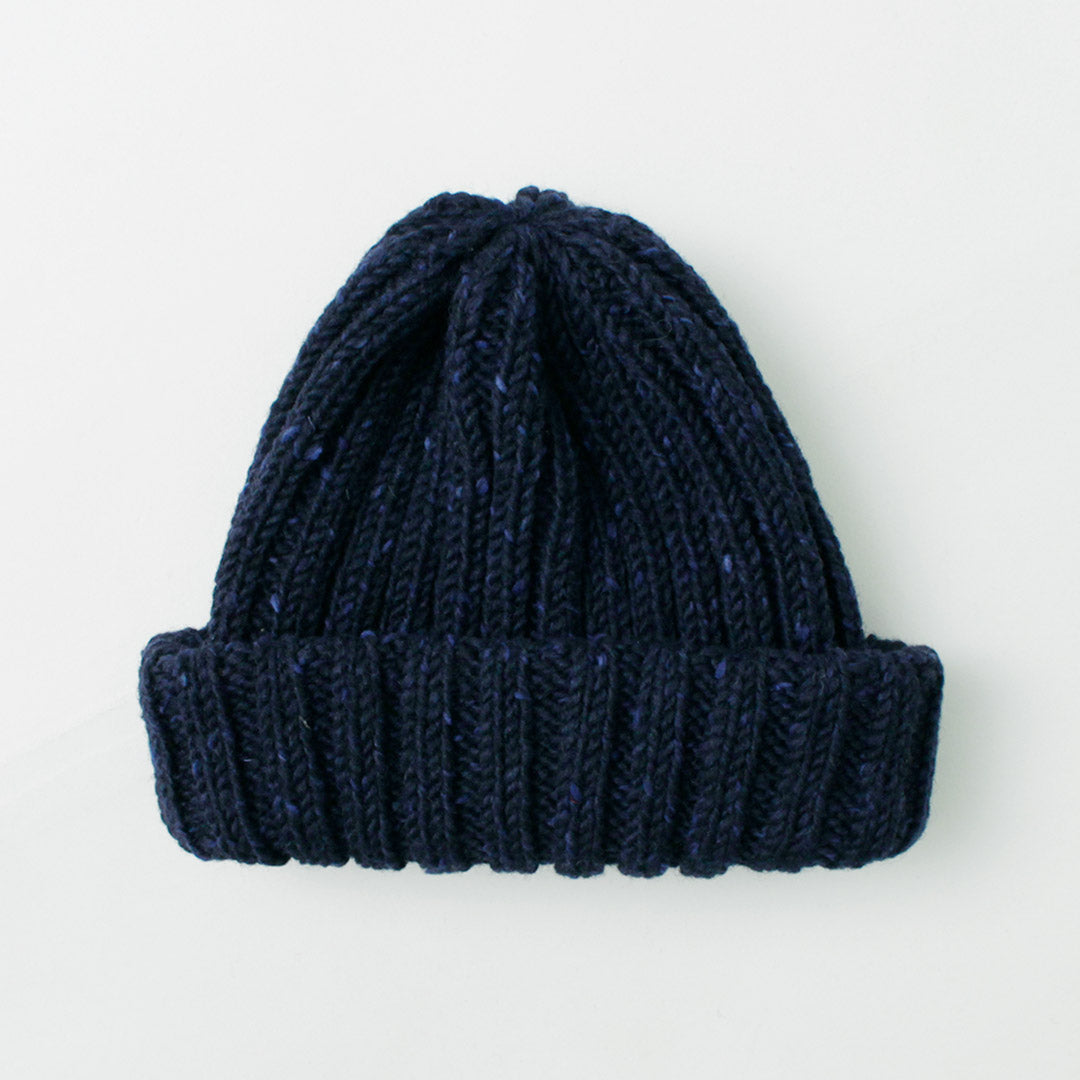 HIGHLAND 2000 / BW nep wool 2ÁE bobby cap (double turn-up)