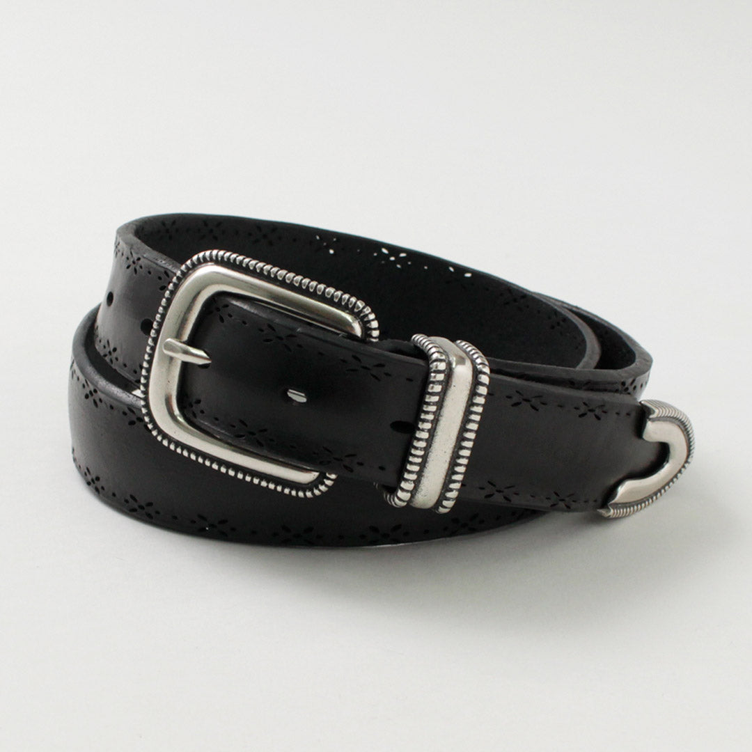 ORCIANI / Bull Soft punched leather belt with metal tip