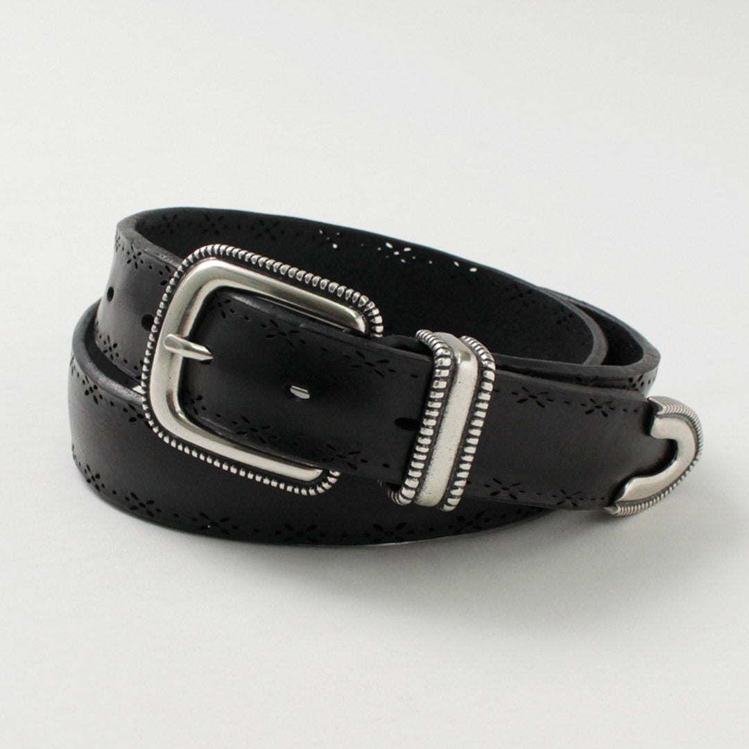 ORCIANI / Bull Soft punched leather belt with metal tip