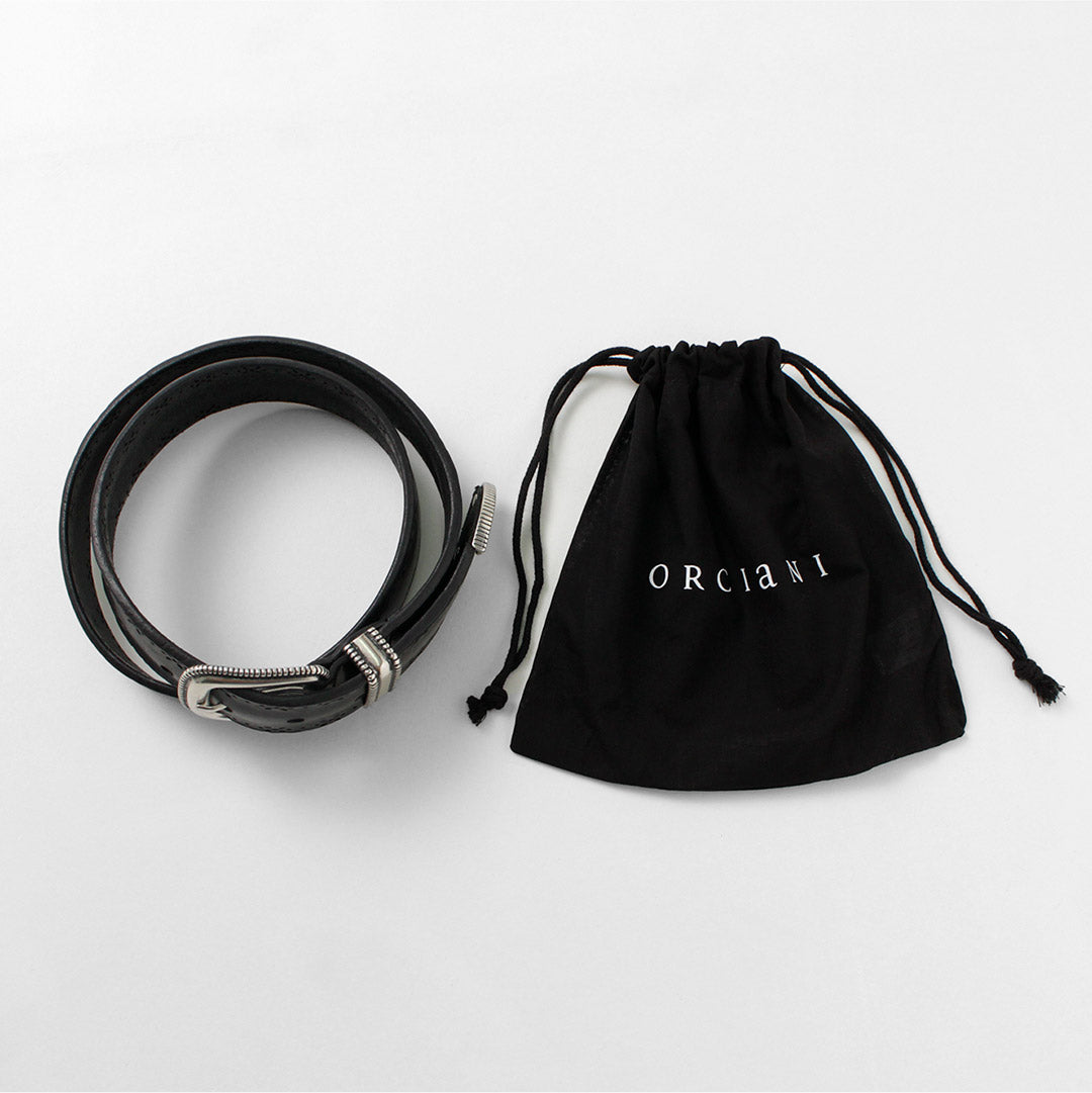 ORCIANI / Bull Soft punched leather belt with metal tip