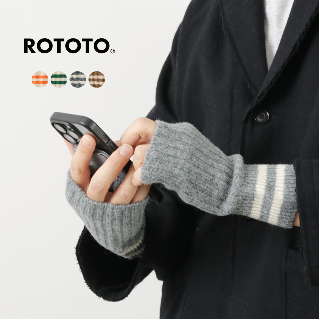 ROTOTO / Striped Seamless Hand Warmer Merino Lamb Wool