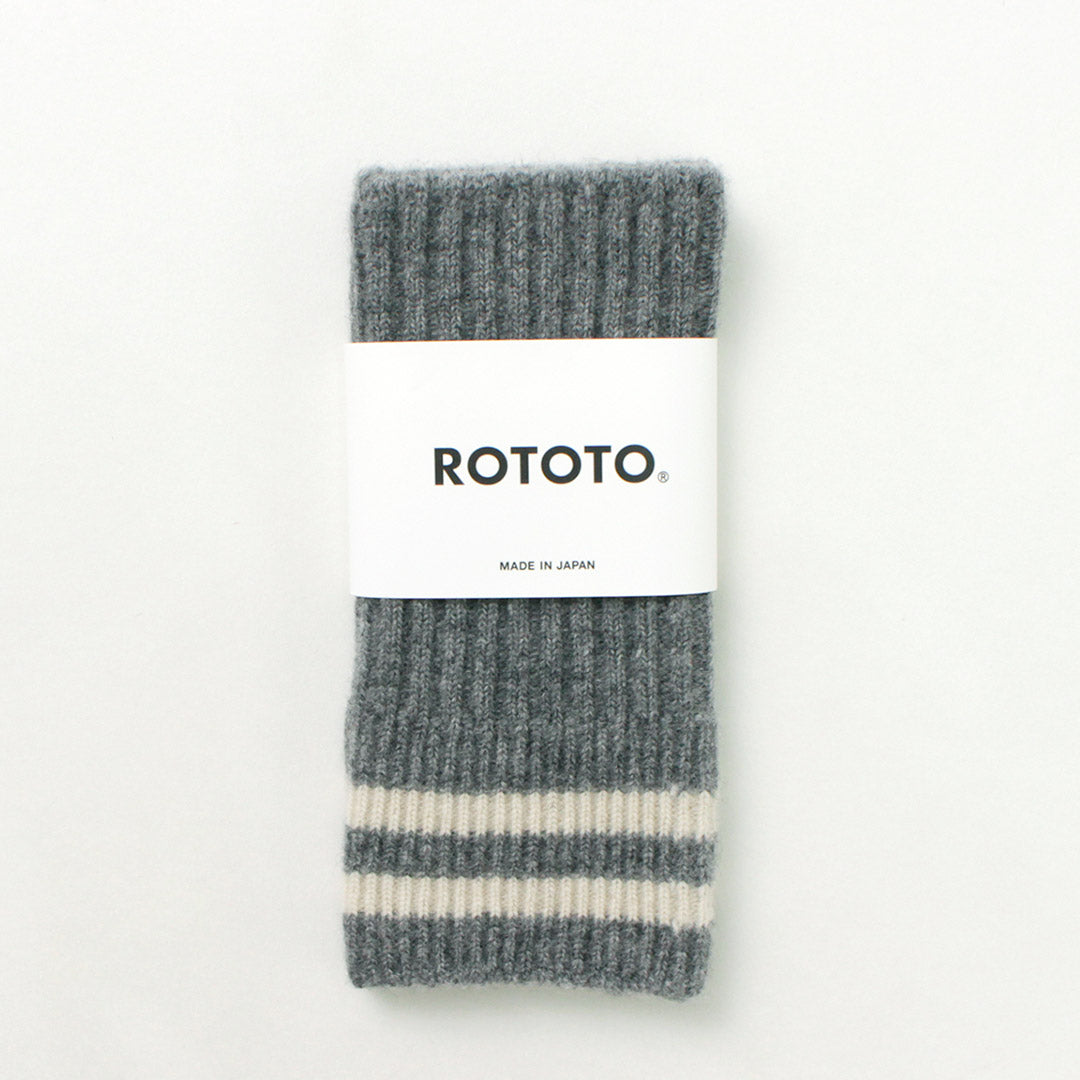 ROTOTO / Striped Seamless Hand Warmer Merino Lamb Wool