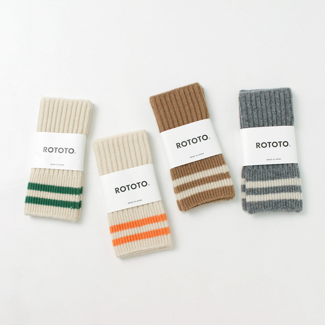 ROTOTO / Striped Seamless Hand Warmer Merino Lamb Wool