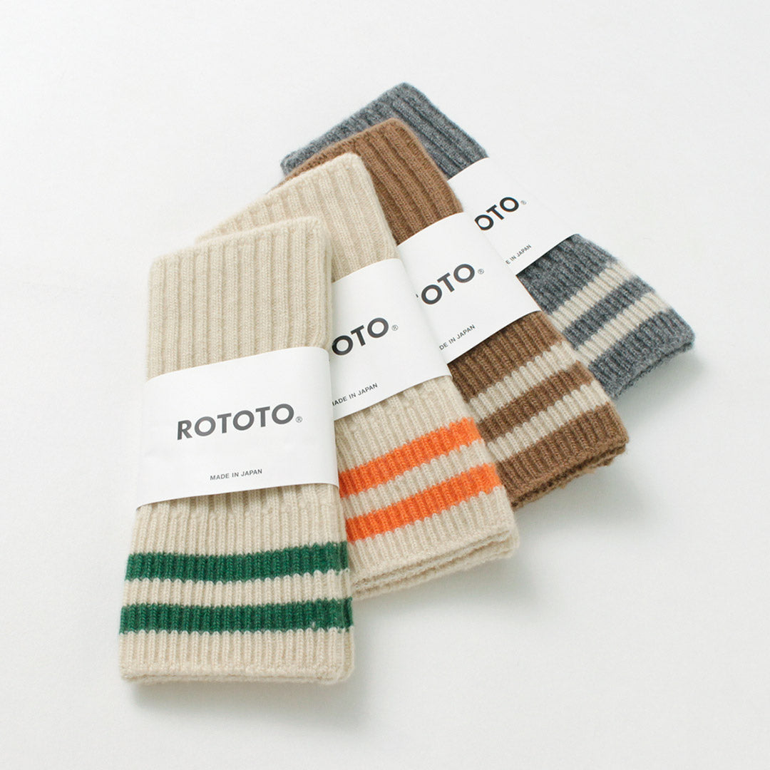 ROTOTO / Striped Seamless Hand Warmer Merino Lamb Wool