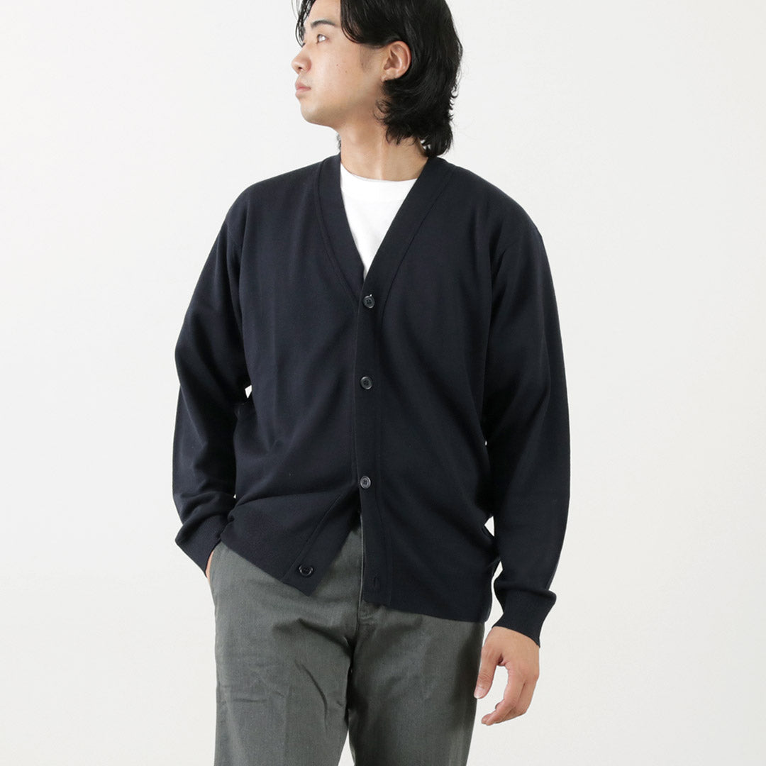 John Smedley / Merino Wool 24 게이지 V- 넥 니트 가디건