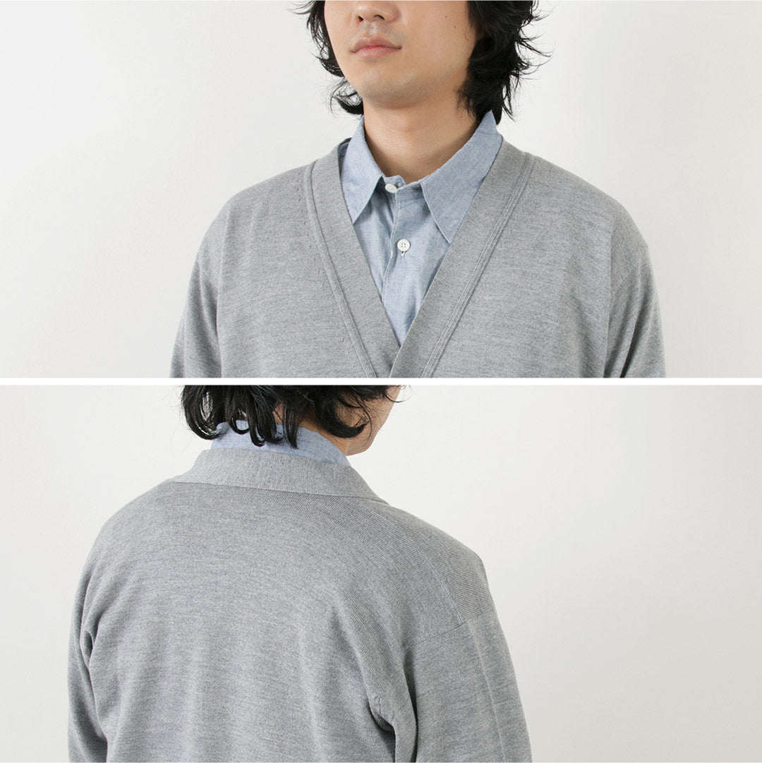 JOHN SMEDLEY / Merino Wool 24 Gauge V-Neck Knit Cardigan