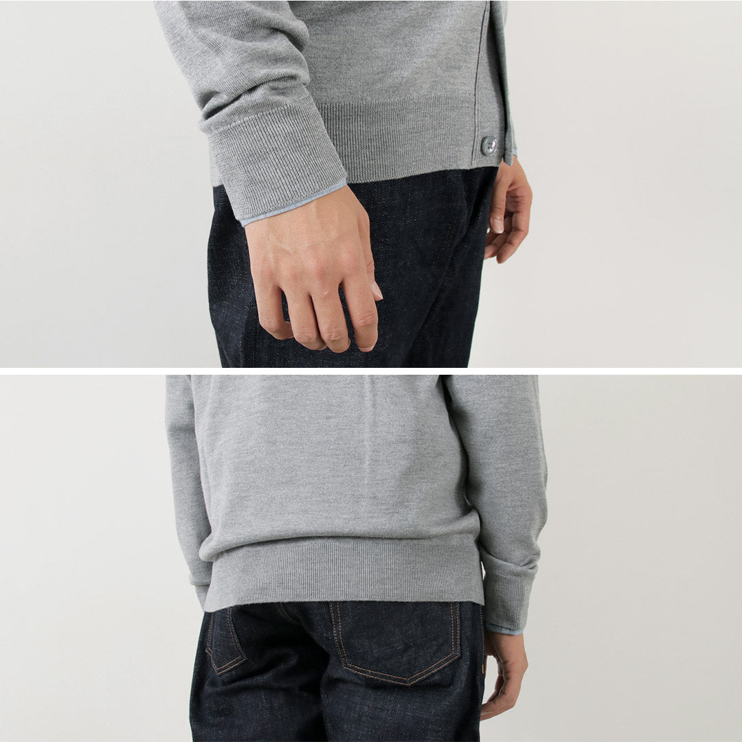 JOHN SMEDLEY / MERINO LOOL 24 Calibre V Cardigan de punto de cuello en V