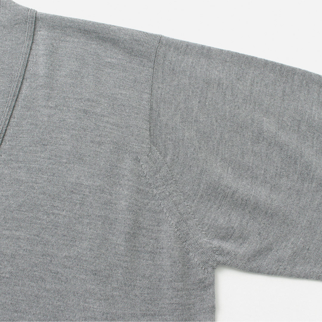 John Smedley / Merino Wool 24 게이지 V- 넥 니트 가디건