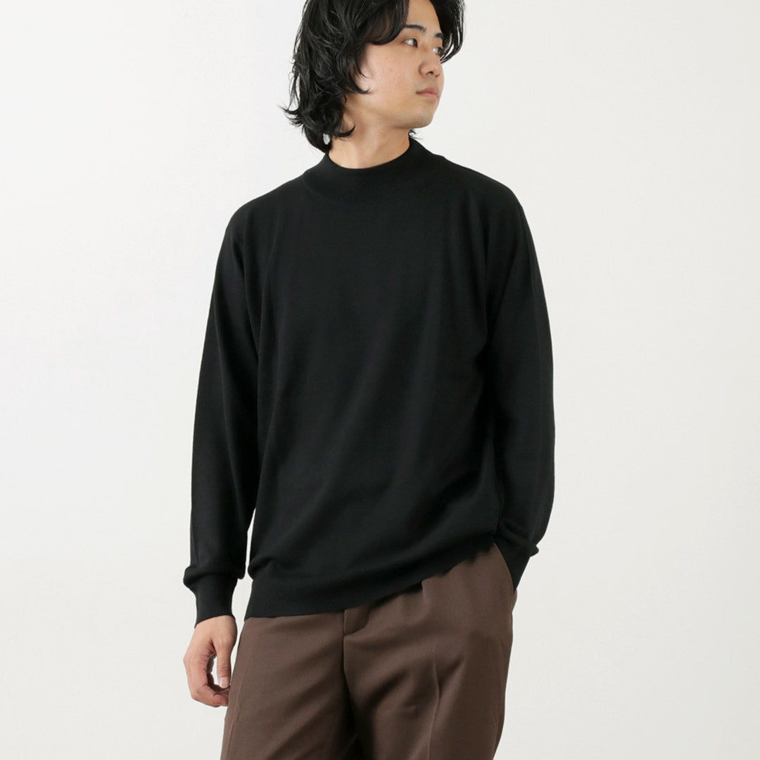 JOHN SMEDLEY / Merino Wool 24 Gauge Mock Neck Knit