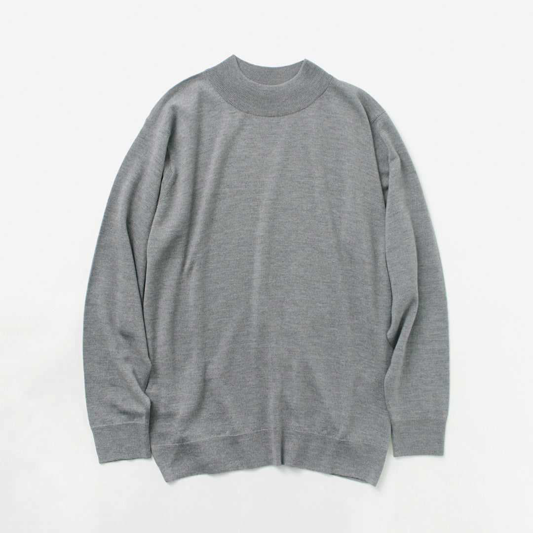 JOHN SMEDLEY / Merino Wool 24 Gauge Mock Neck Knit