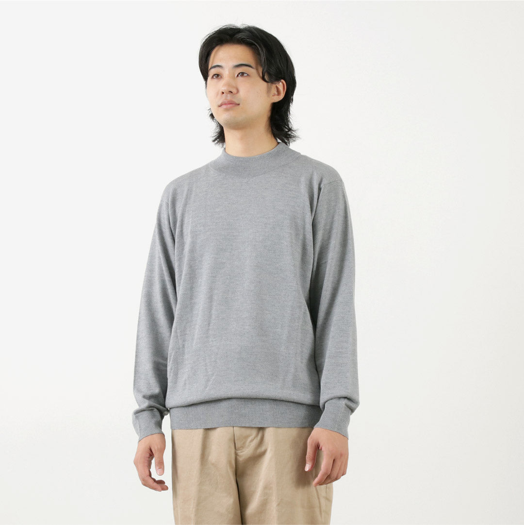 JOHN SMEDLEY / Merino Wool 24 Gauge Mock Neck Knit