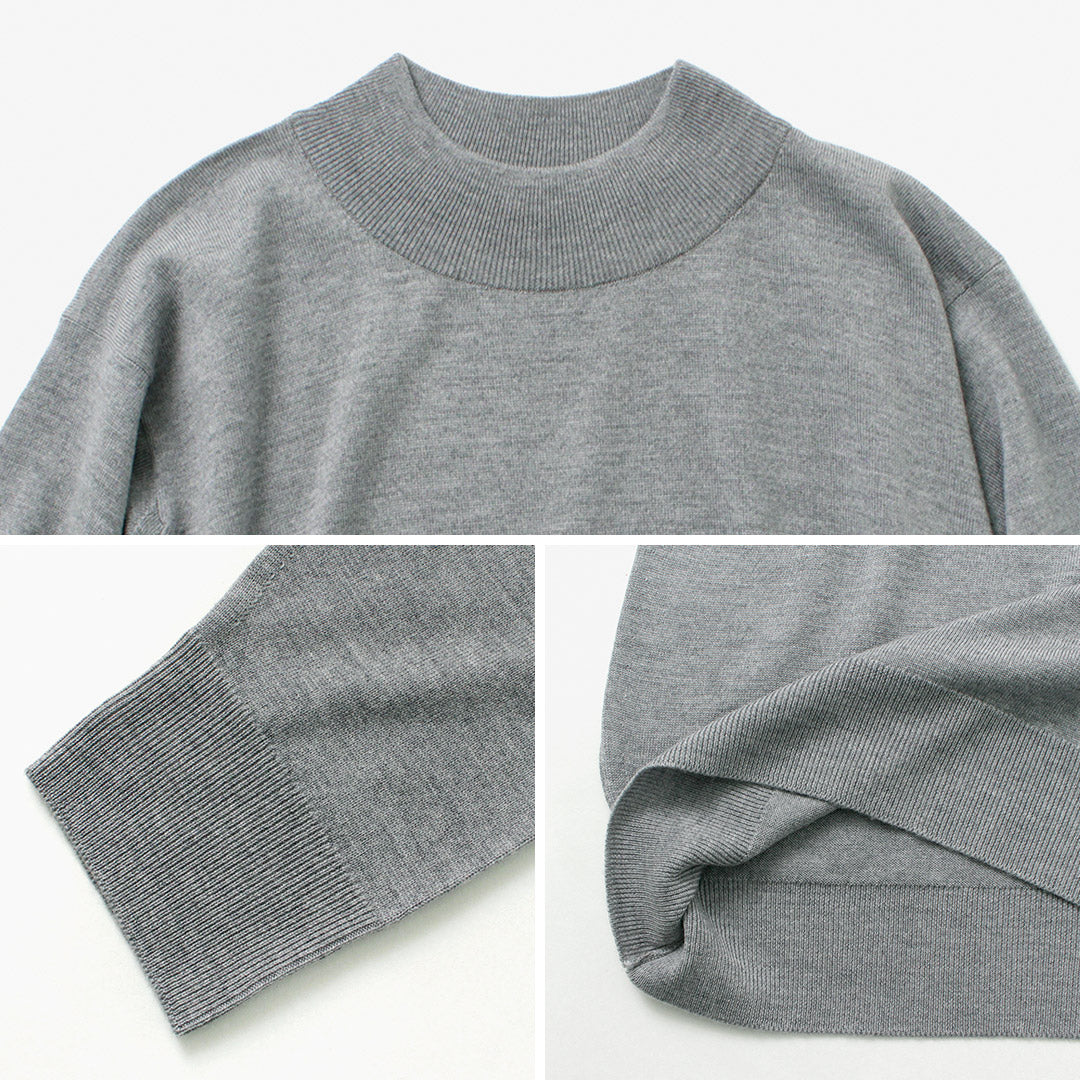 JOHN SMEDLEY / Merino Wool 24 Gauge Mock Neck Knit