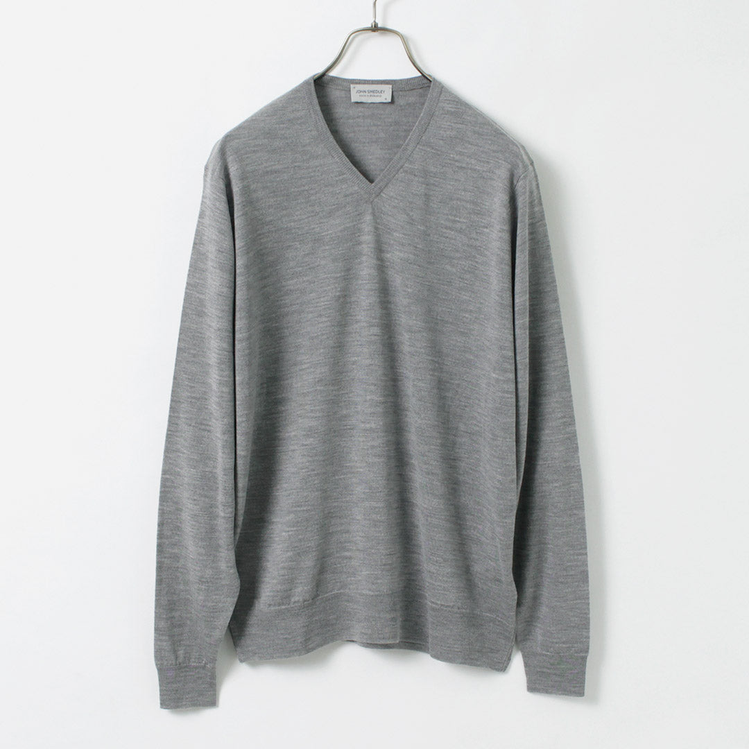 John Smedley / Merino Wool 30 게이지 30 게이지 V- 넥 니트 현대식 착용