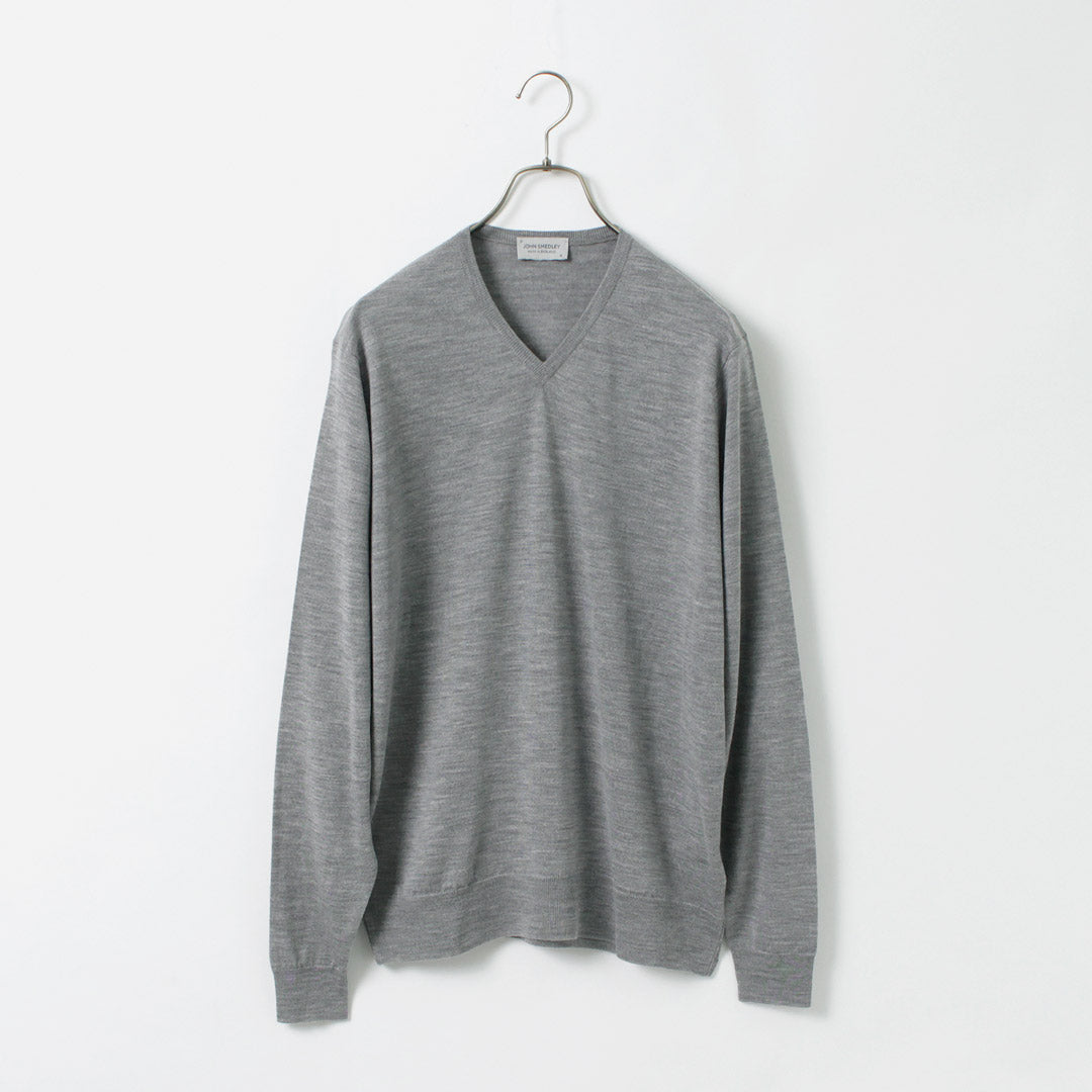 John Smedley / Merino Wool 30 게이지 30 게이지 V- 넥 니트 현대식 착용