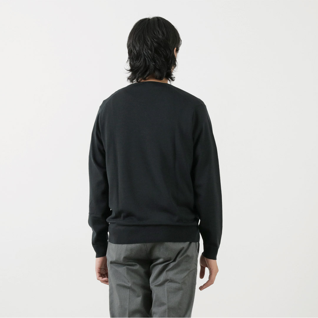 John Smedley / Merino Wool 30 게이지 30 게이지 V- 넥 니트 현대식 착용