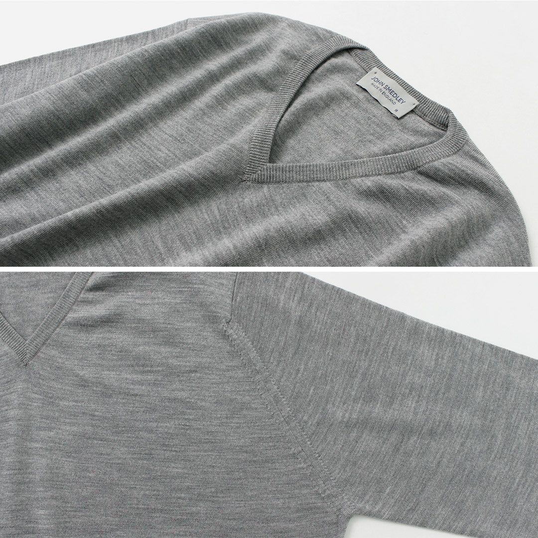 John Smedley / Merino Wool 30 게이지 30 게이지 V- 넥 니트 현대식 착용