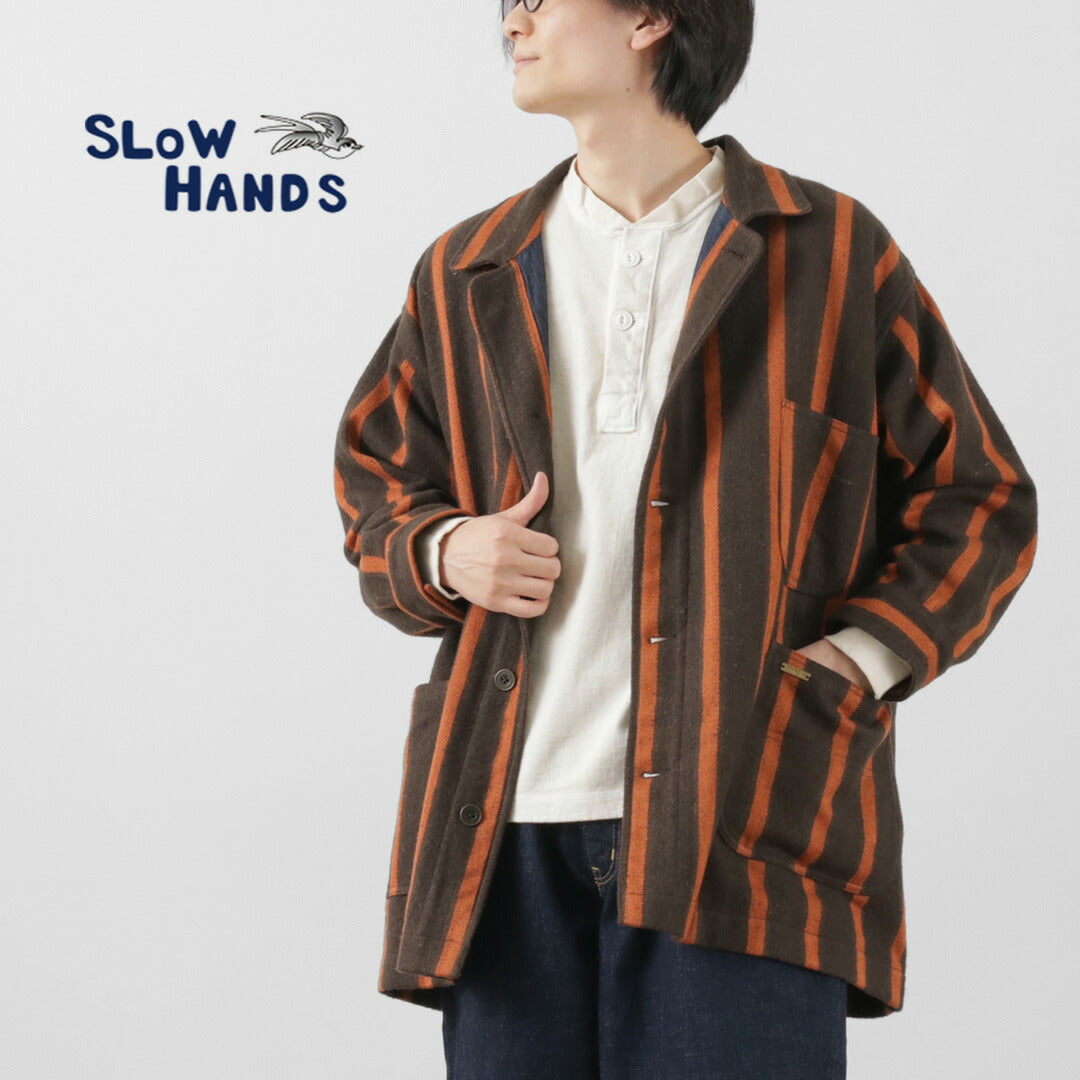 Manos lentas / Stripe de la vieja escuela Fit Coverall Coatall