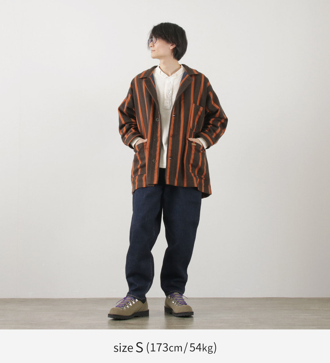 SLOW HANDS / Old School Stripe Loose Fit Coverall Coat