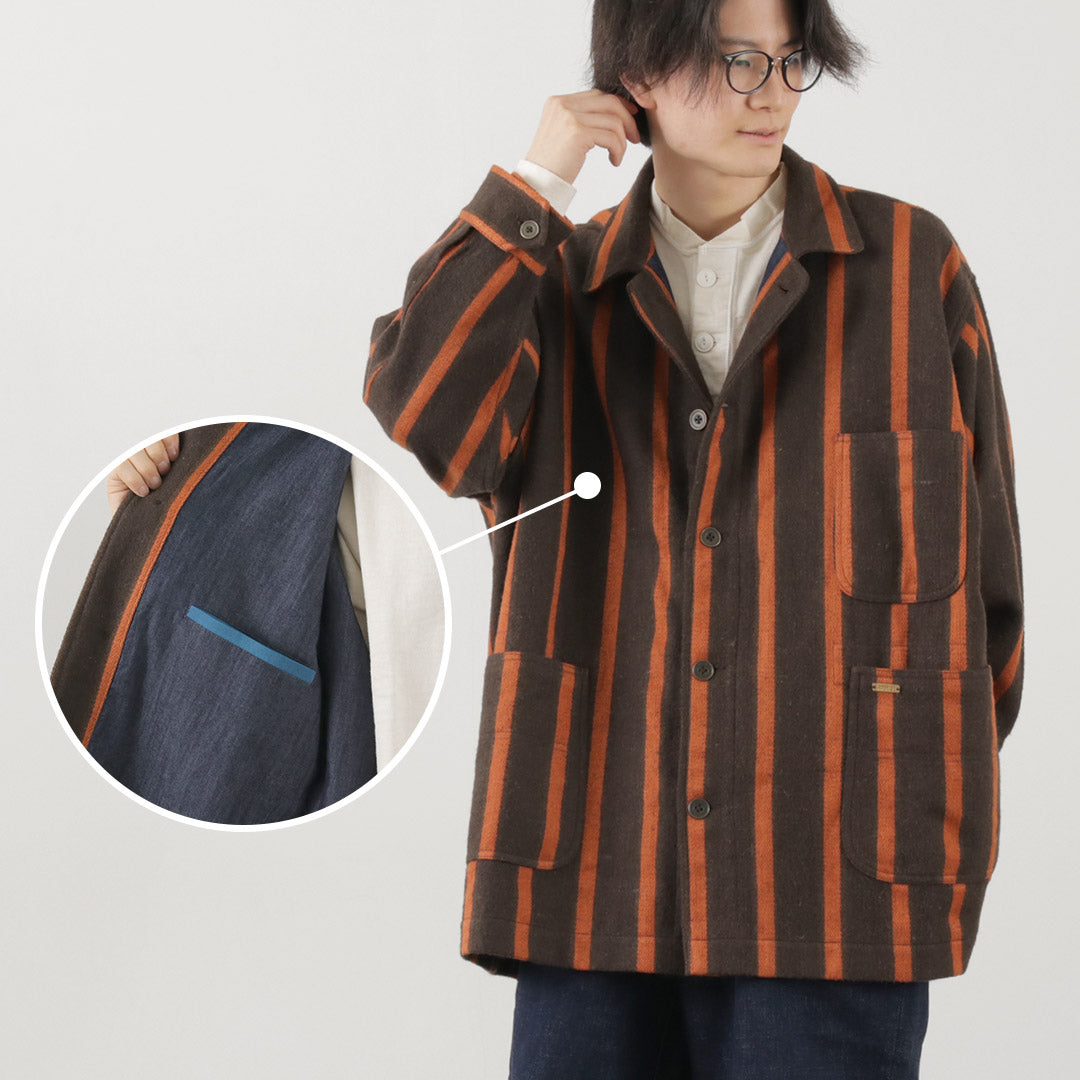 SLOW HANDS / Old School Stripe Loose Fit Coverall Coat