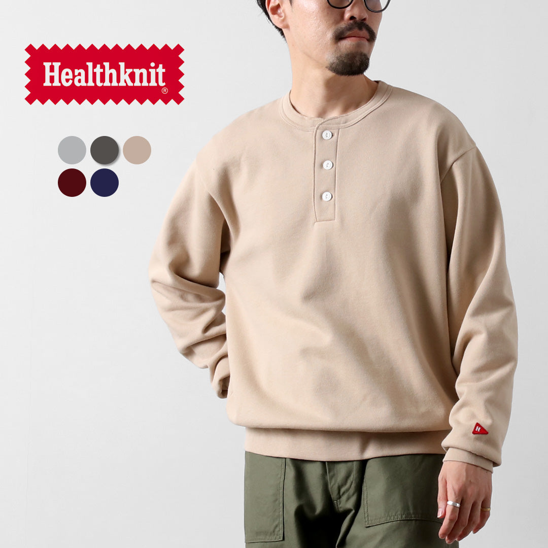 Sweat-shirt Healthknit / Classic Henley Neck Long Mancheve