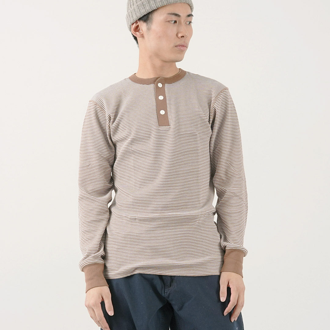 HealthKnit / Basic Waffle Henley Neck manga larga