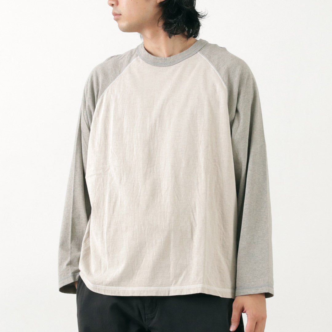 moc t / overdyed 야구장 긴 소매 큰 티