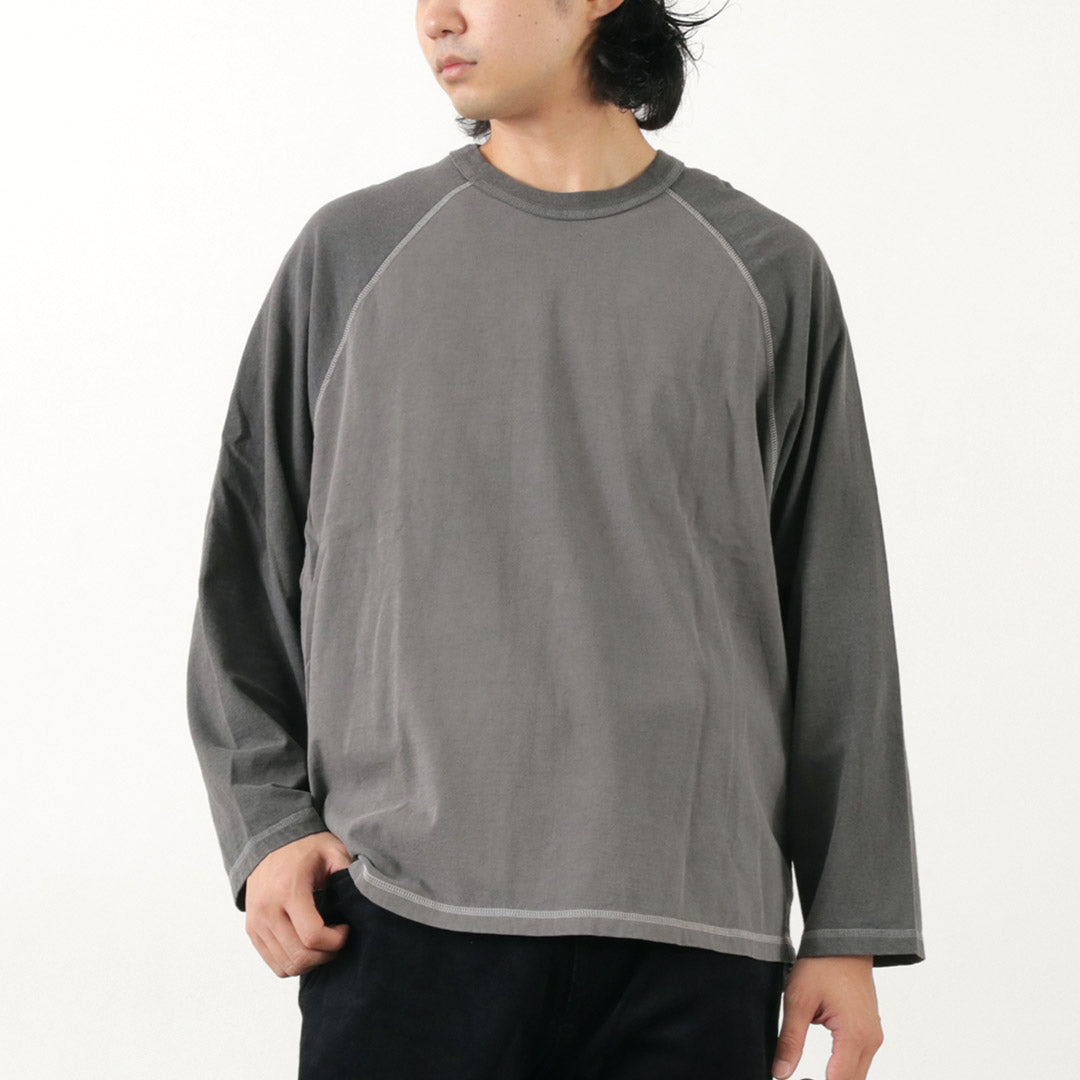 moc t / overdyed 야구장 긴 소매 큰 티