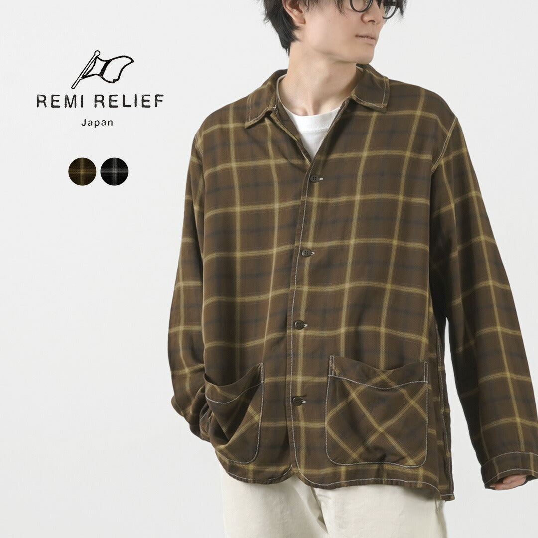 Remi Relief / Rayon 격자 무늬 셔츠