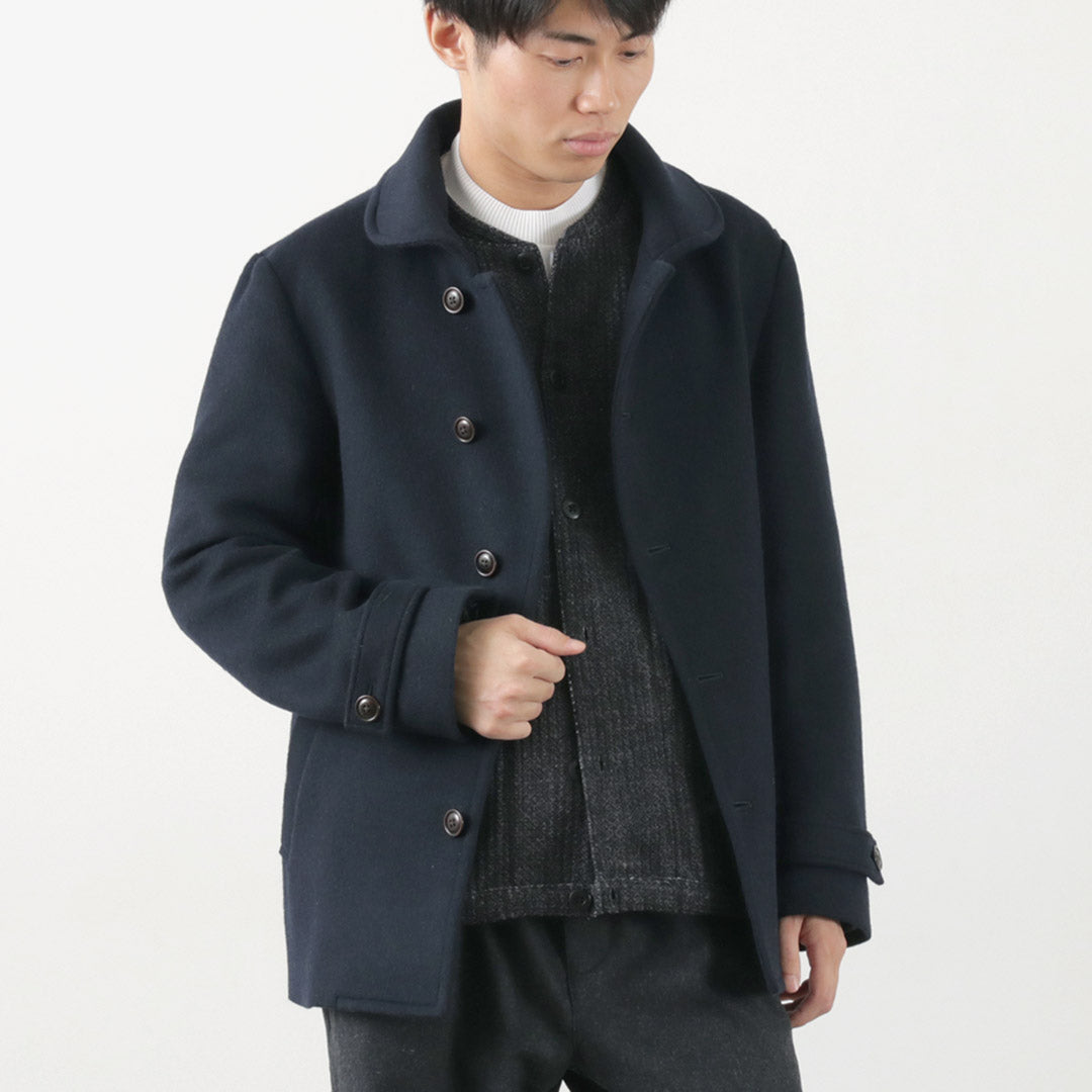 Re Hecho en Tokio Japón / lana Melton Stand Collar Pea Pea Coat