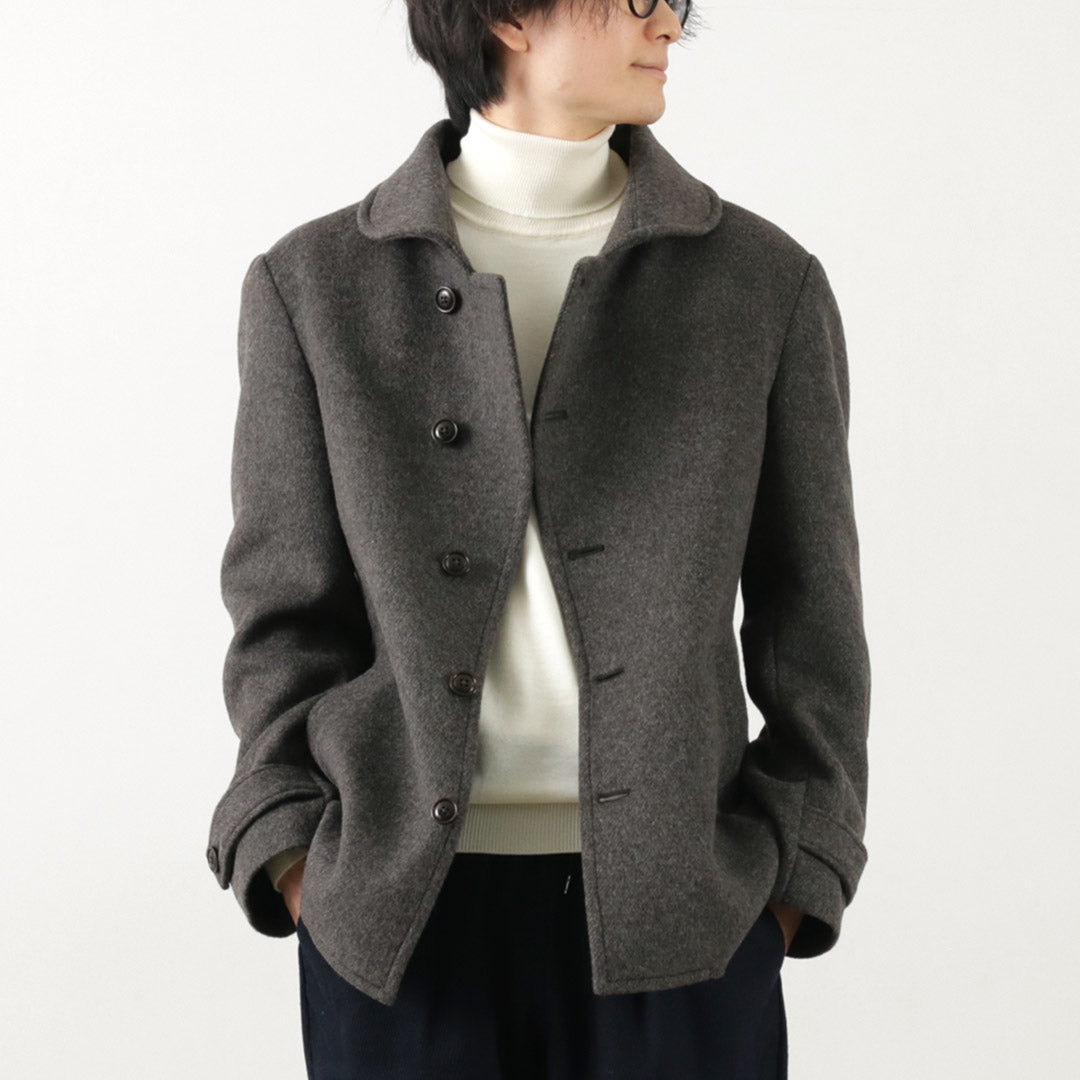 Re Hecho en Tokio Japón / lana Melton Stand Collar Pea Pea Coat