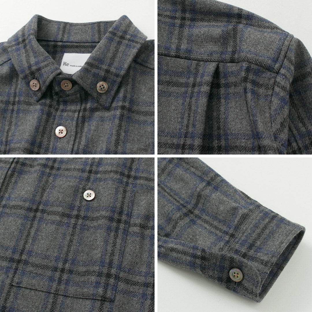 RE Made in Tokyo Japan / Craft Wool Check CPO Button Down Shirt