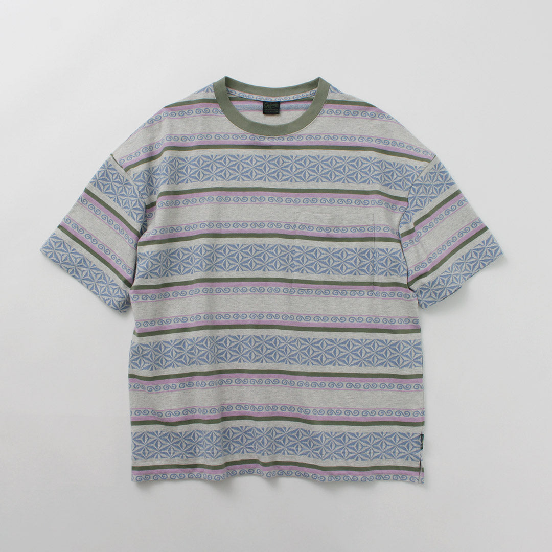 GOHEMP / WIDE SLIT 티셔츠 대마 잎 Jacquard