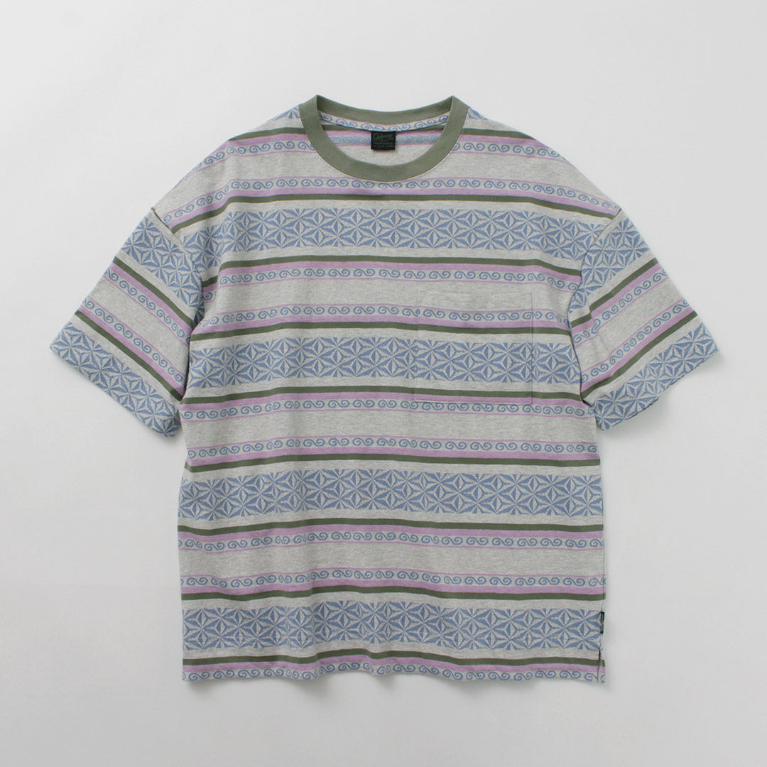 GOHEMP / Wide Slit T-Shirt Hemp Leaf Jacquard