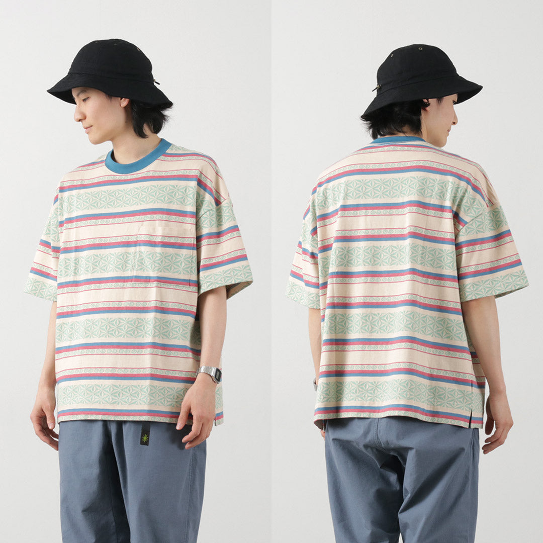 GOHEMP / WIDE SLIT 티셔츠 대마 잎 Jacquard