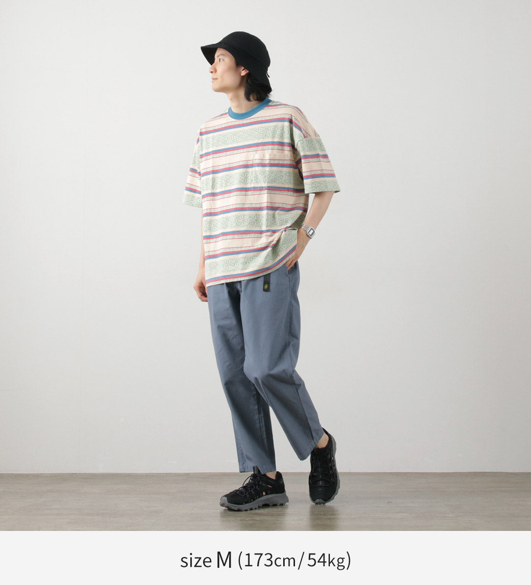 GOHEMP / WIDE SLIT 티셔츠 대마 잎 Jacquard