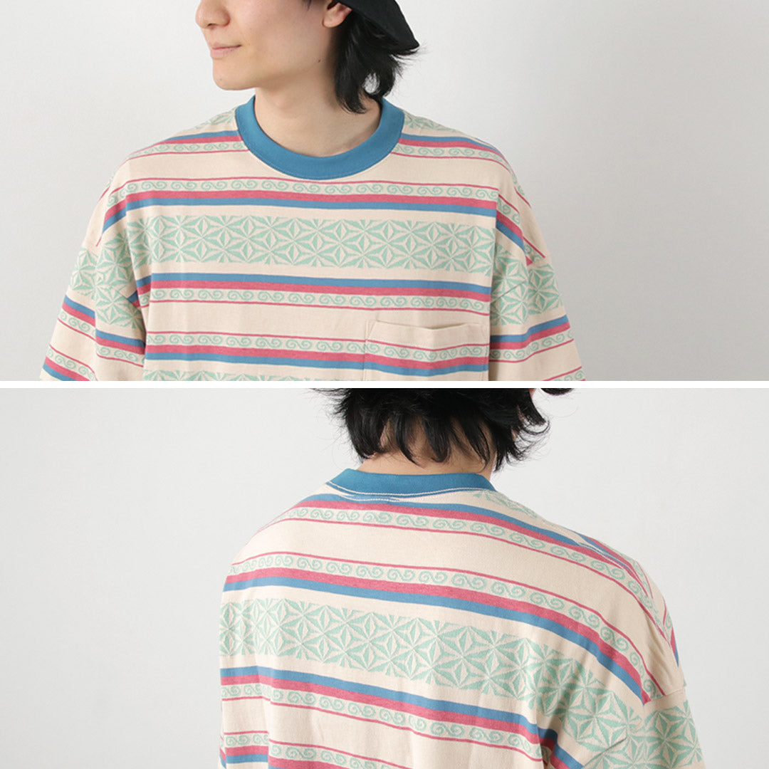 GOHEMP / WIDE SLIT 티셔츠 대마 잎 Jacquard