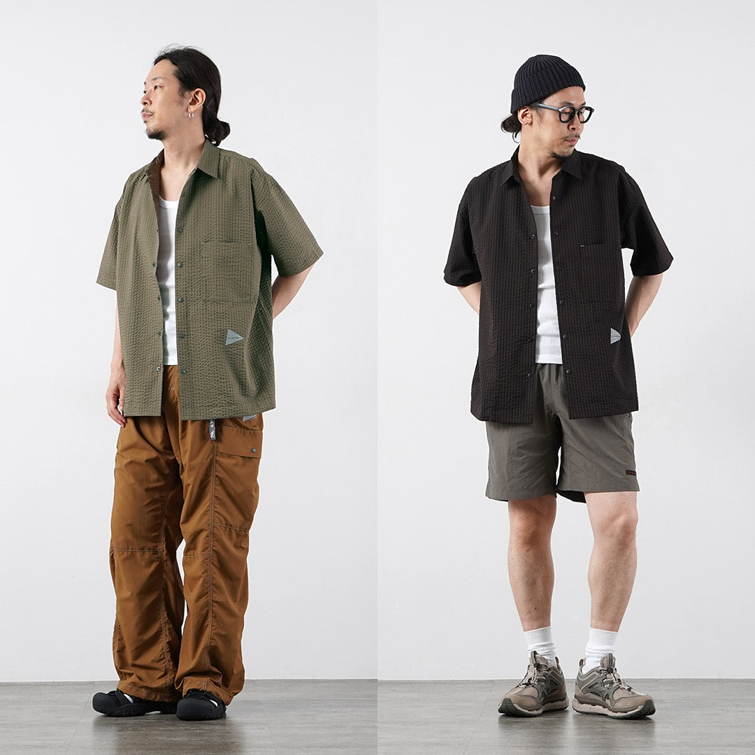 Y vagabundo / seca suave seersucker camisa de manga corta